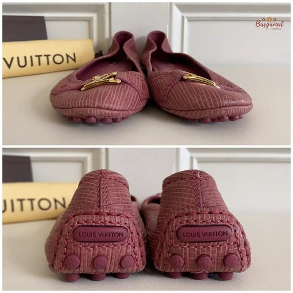 Authentic Louis Vuitton Light Maroon Epi Leather Gold LV Logo Ballet Flats 36/6 - Picture 4 of 12